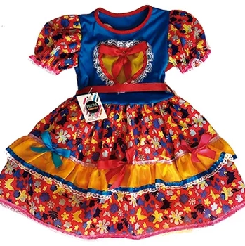 6010 VESTIDO JUNINO MALHA/ESTAMPADO TAMANHO 04 AO 16