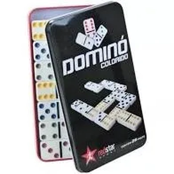 ELJ0504 JOGO DE DOMINO 28PCS 4.7X2.2X0.5CM NA LATA