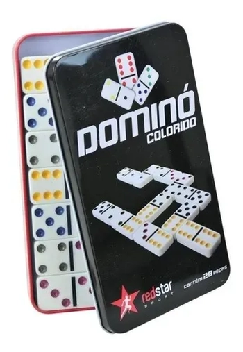 ELJ0502 JOGO DE DOMINO 28PCS 4.8X2.3X0.9CM NA LATA