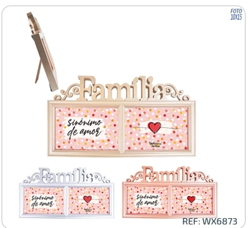 WX6873 PORTA RETRATO DUPLO FAMILIA 10X15 METALIZADO