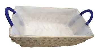 CA3803 CESTA DE VIME 25X18X7CM RETANG FORRO LISO ALCA ALGOD