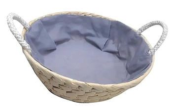 CA2909 CESTA DE VIME 23X7CM REDONDA FORRO CINZA ALCA CORDA