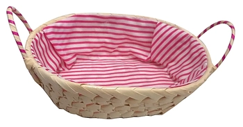 CA2927 CESTA DE VIME 25X18X7CM OVAL FORRO LISTRADO ALCA NATU