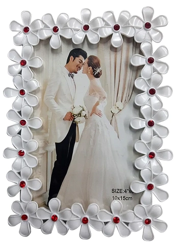 NS272121 PORTA RETRATO 10X15CM BORDA C/FLORES C/ STRASS SORT