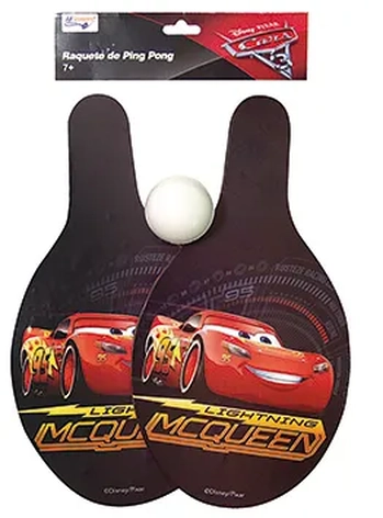 841176 RAQUETE PING PONG MEDIA C/BOLINHA CARS3 24.5CM
