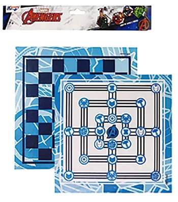 841429 JOGO DE DAMAS/TRILHA  MADEIRA AVENGERS 18X18CM