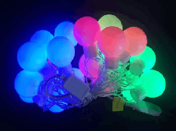 607 CORDAO C/20 BOLAS LEDS COLORIDO C/FIO TRANSPARENTE