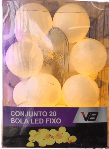 608 CORDAO C/20 BOLAS LEDS MORNO C/FIO TRANSPARENTE