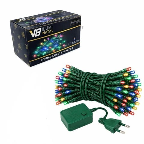1007 PISCA-PISCA C/100 LED COLORIDO 9.5MT 8F C/FIO VERDE 127