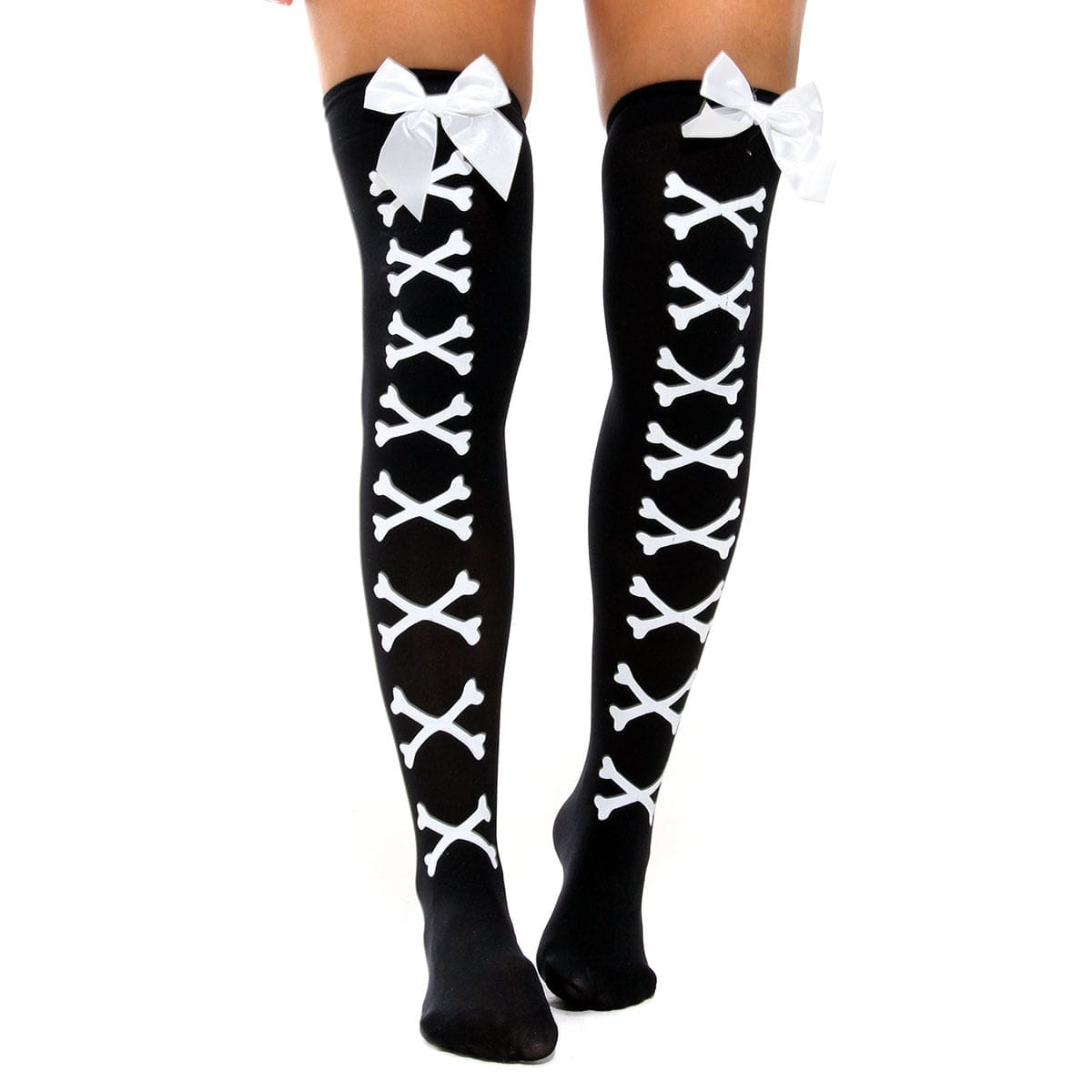 909346 MEIA HALLOWEEN LAÇO OSSOS 7/8 65CM