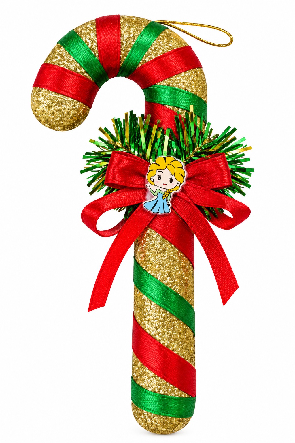 918269 ENFEITE BENGALA GLITTER C/FILETE E LAÇO 17CM