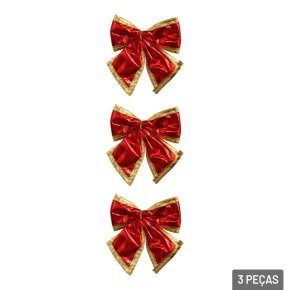 918316 ENFEITE LAÇO VERMELHOC/DOURADO 13CM C/03