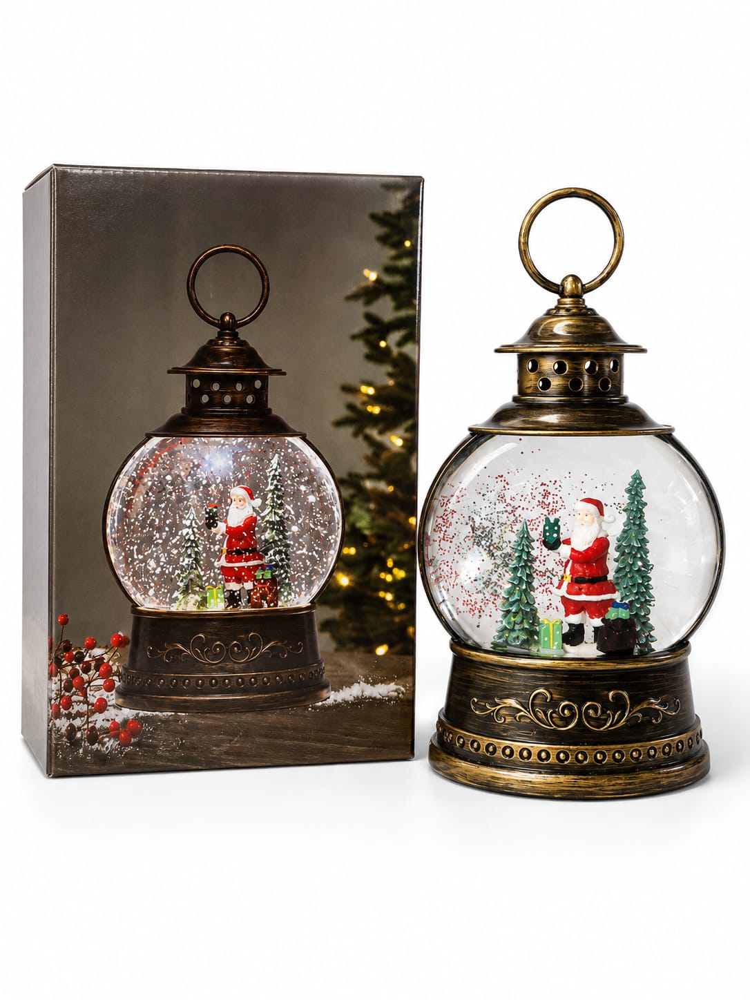 918337 LANTERNA DECORATIVA NATAL C/LUZ 14X26CM