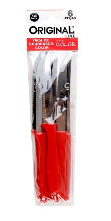 SL0767D FACA CHURRASCO 6 PECAS VERMELHA