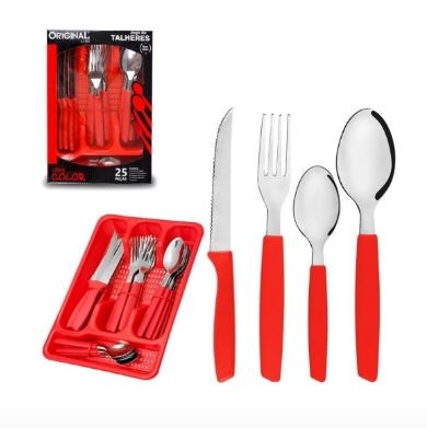 SL0774D JG TALHERES 25 PEÇAS VERMELHA