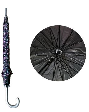 IS0015 GUARDA CHUVA ESTAMPADO CABO CURVADO 16 VARETAS