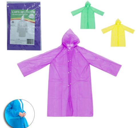 IS0030 CAPA DE CHUVA DE EVA COM BOTAO INFANTIL