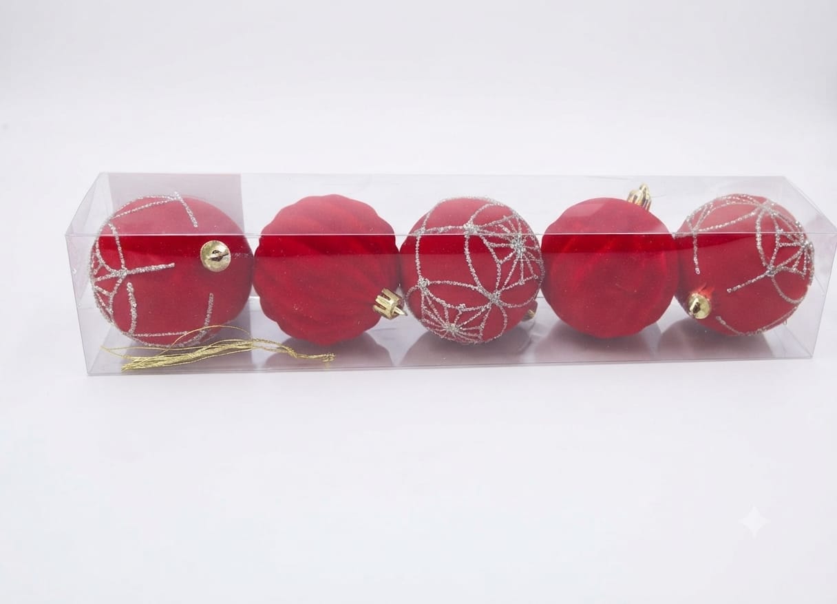 928904 BOLA DECORADA VERMELHA 6CM C/5 PECAS