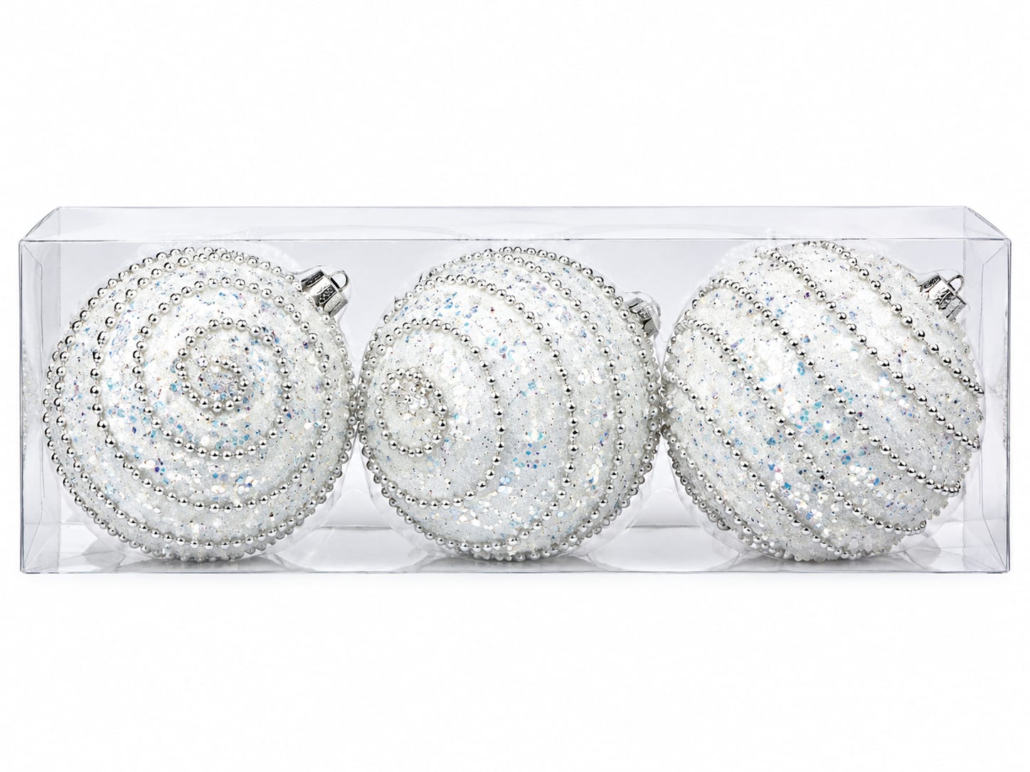 928907 BOLA DECORADA BRANCA 8CM C/3 PECAS
