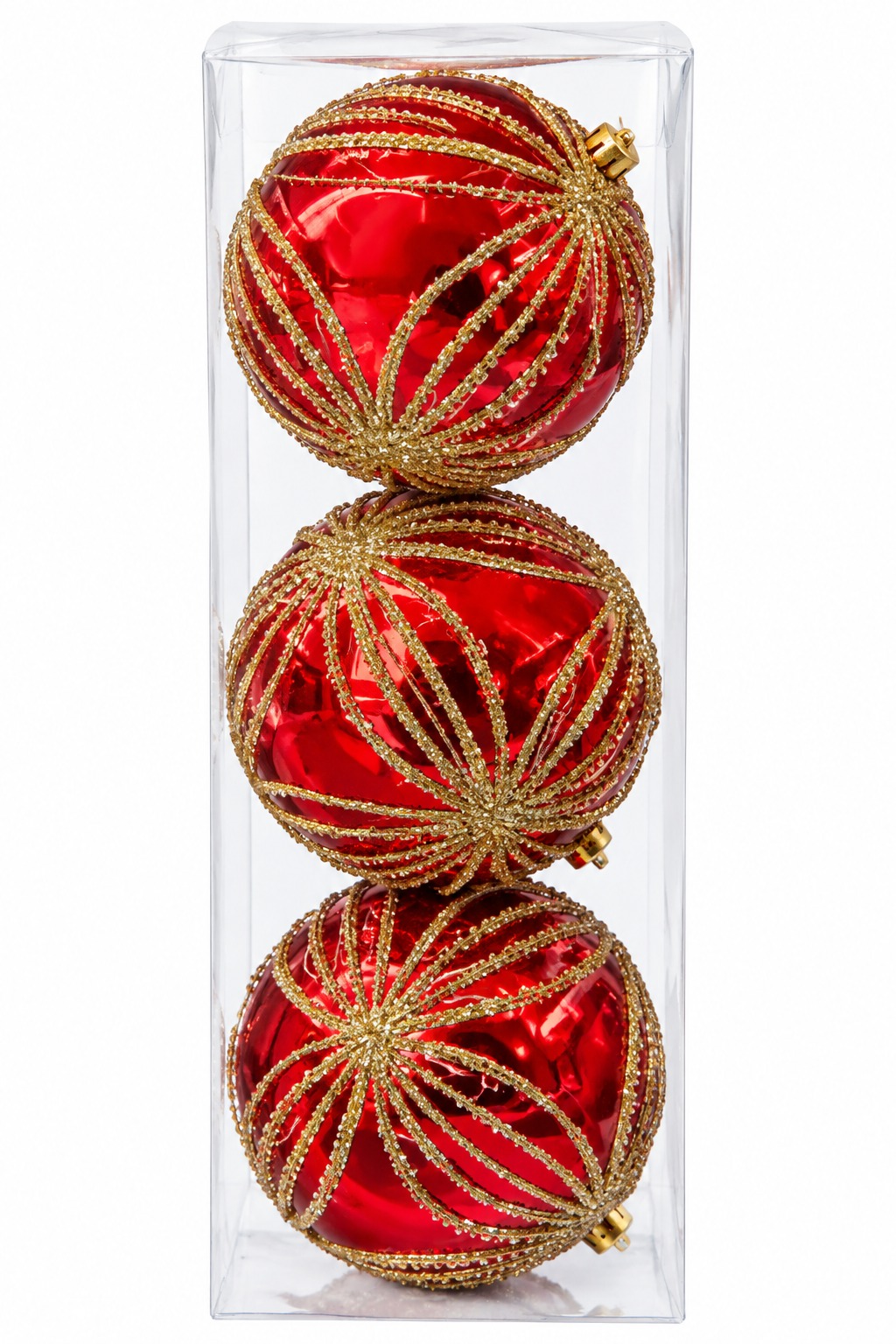 928911 BOLA DECORADA VERMELHA 8CM C/3 PECAS