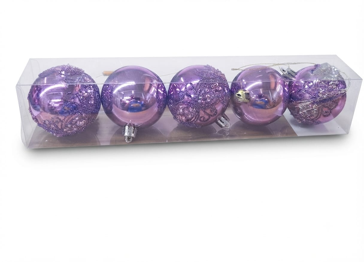 928924 BOLA DECORADA LILAS 6CM C/5