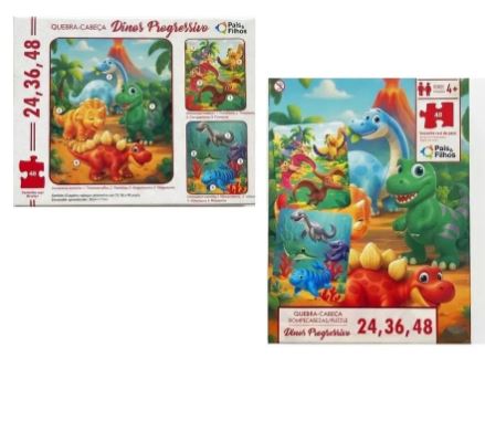 792412-1 QUEBRA CABEÇA DINOS 24/36/48 PEÇAS