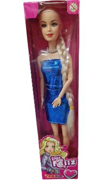 GK2379 BONECA COM VESTIDOS: VERDE, AZUL, ROSA E PRATA 28CM
