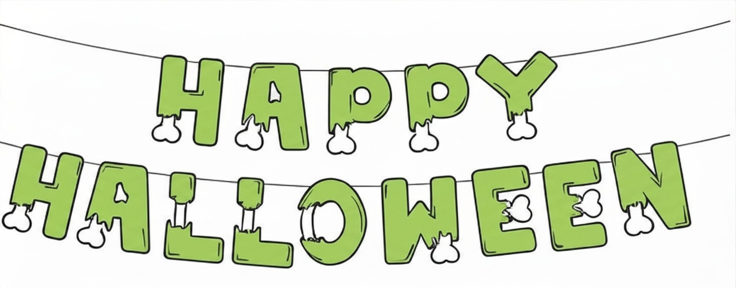 PF45860VD FAIXA DE PAPEL HAPPY HALLOWEEN OSSOS C/14- VERDE