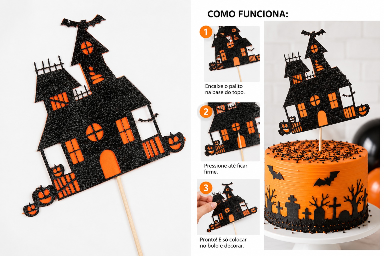 PF45171 TOPO DE BOLO CASA LARANJA 11X17CM 