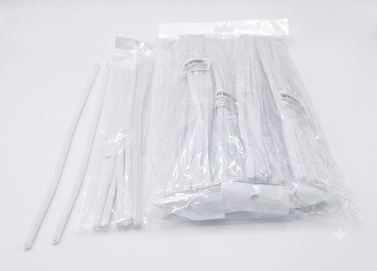F766 ACESSORIO CABELO MALUCO- HASTES CHENILLE BRANCO C/10