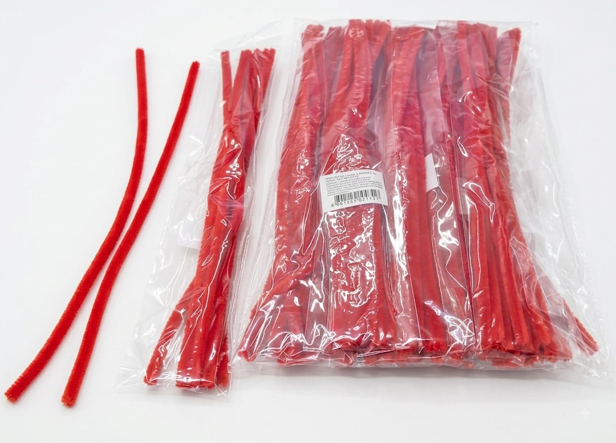 F763 ACESSORIO CABELO MALUCO- HASTES CHENILLE C/10 VERMELHO