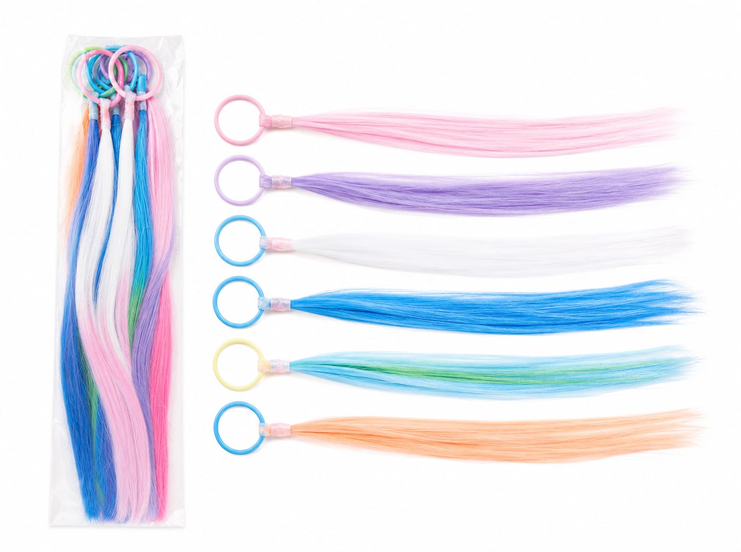 PF75060 AMARRADOR MECHAS ARCO IRIS FASHION 40CM C/12