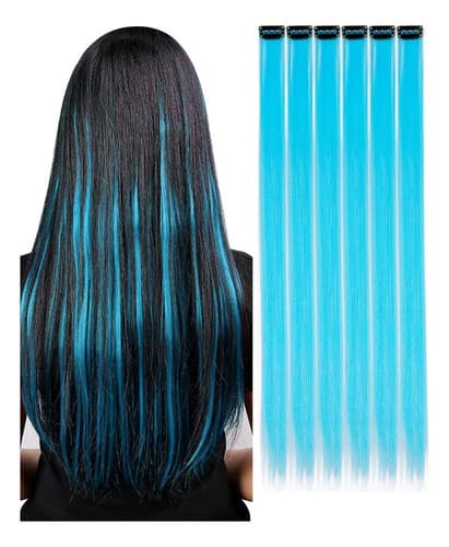 PF75018AT MECHAS PARA CABELO LISO 50CM - AZUL TIFANY