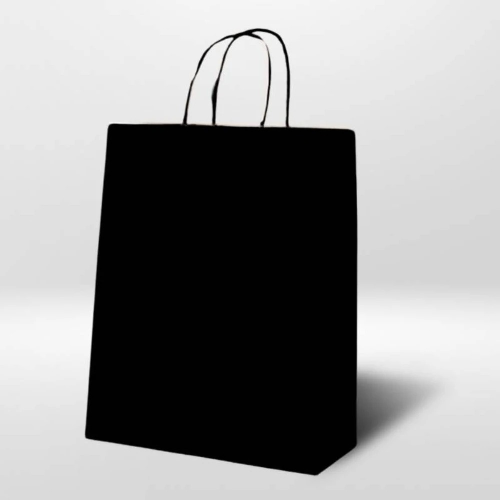 Q26229 SACOLA KRAFT LISA PRETA 32X26X12CM  C/10